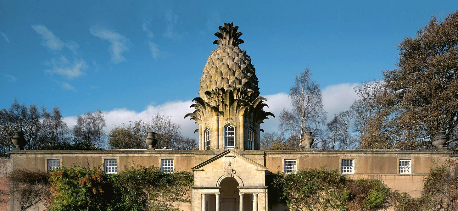 Who lives in the stone pineapple under the British sky!? MORE PINEAPPLES!