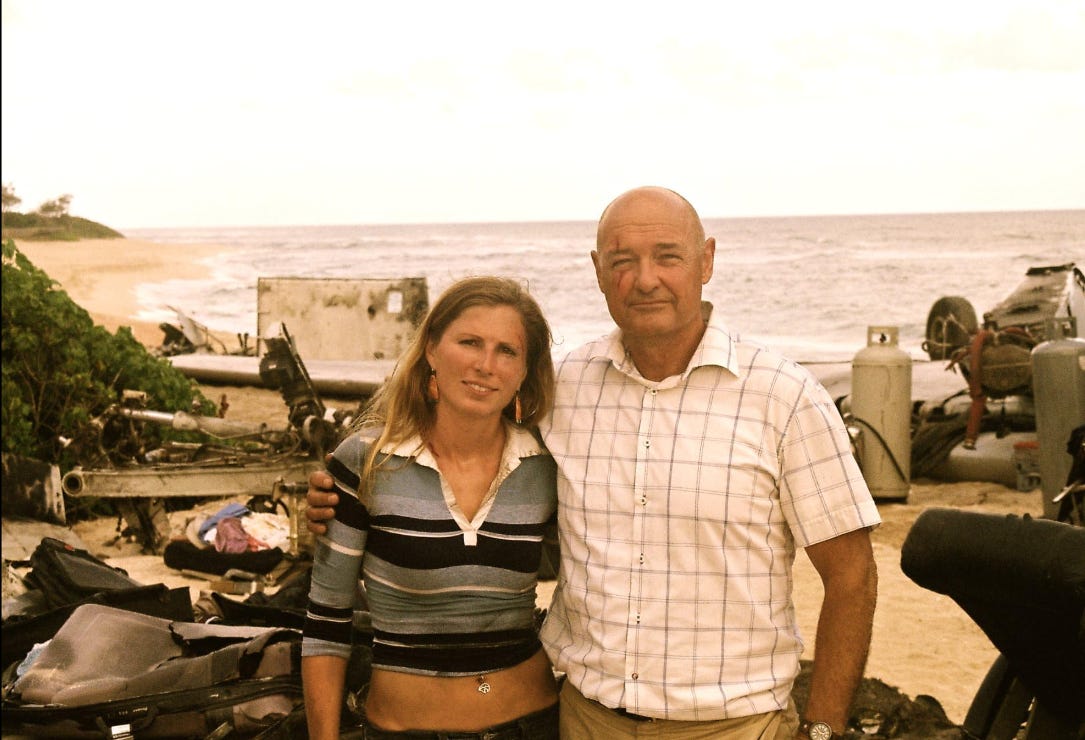 A photo of two characters from Lost standing amidst the airplane wreckage