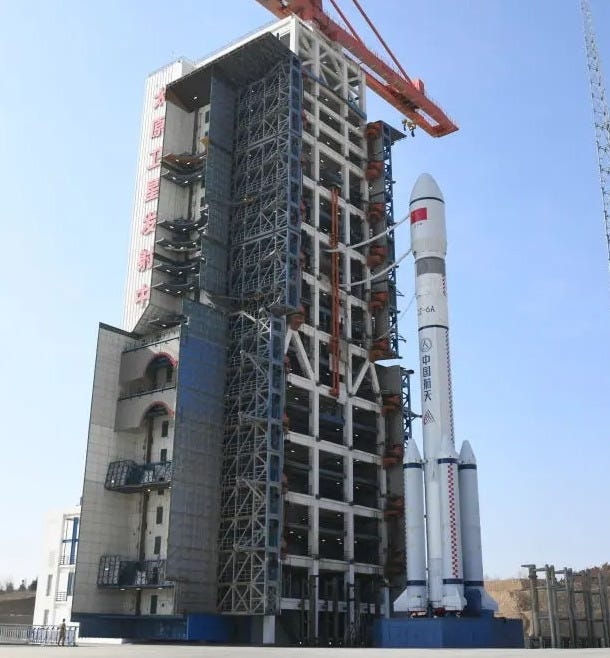 The Long March 6A Y28 vehicle stood at Launch Complex 9A ahead of its March 15th 2026 mission.