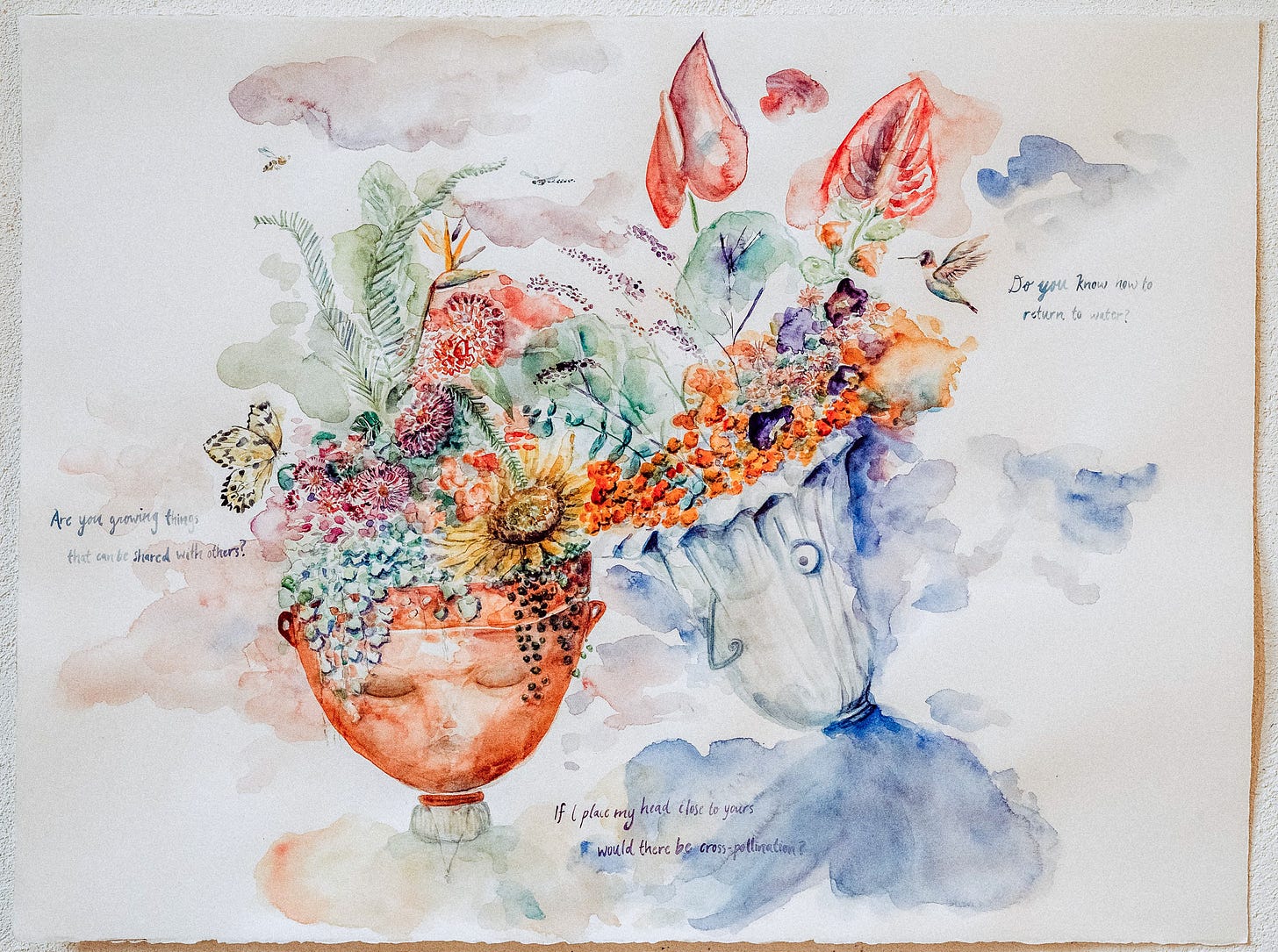 cross-pollination. watercolor. shani 2023.