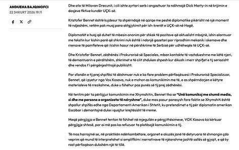 Screenshots from the VOX Kosova's Post on Feb 22, 2026