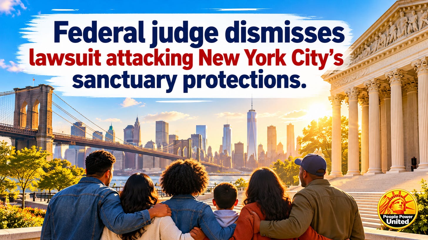 Federal judge dismisses lawsuit attacking New York City’s sanctuary protections. Federal judge dismisses lawsuit attacking New York City’s sanctuary protections.