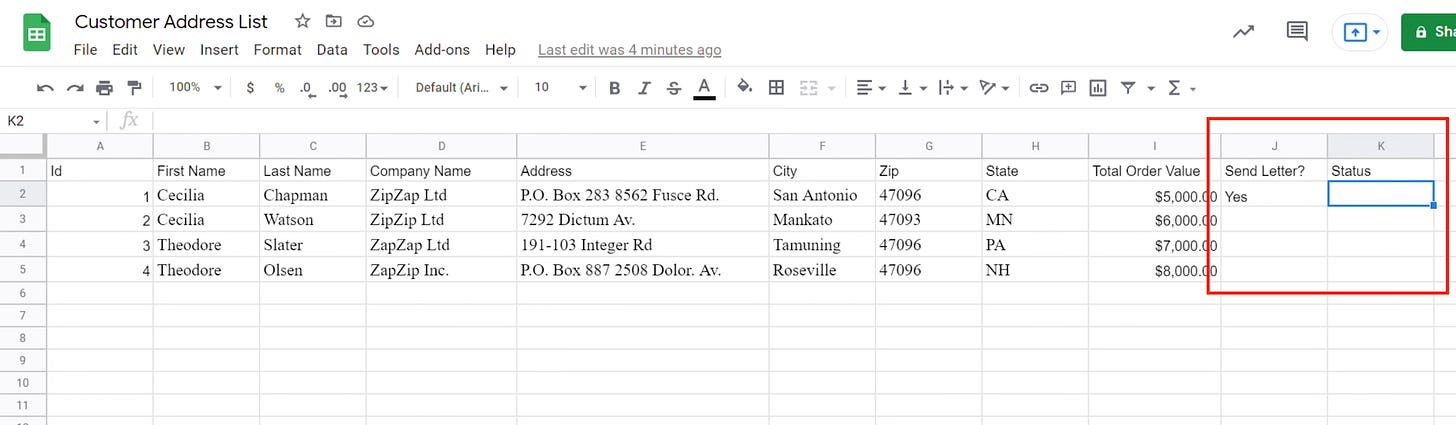google sheet parama setting