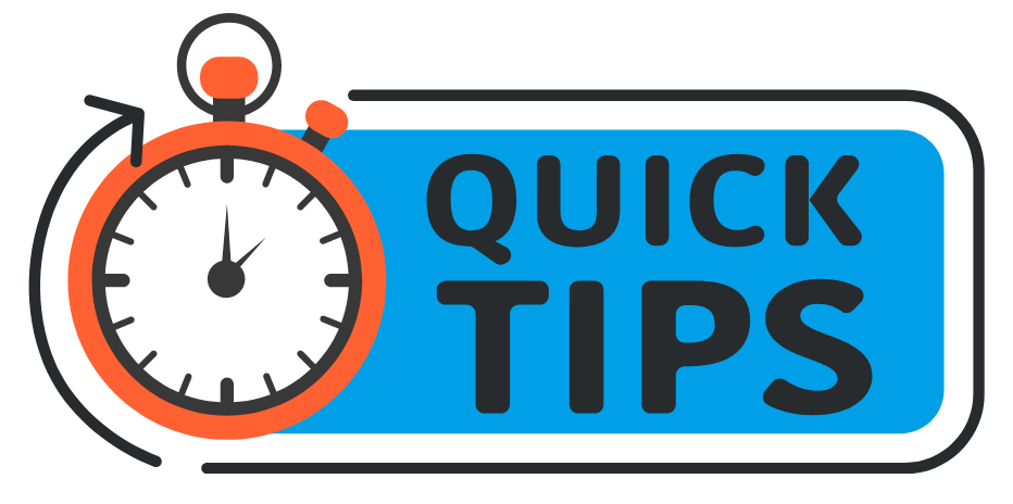 A clock with the words "quick tips"