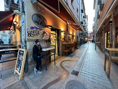 Nick and I reminiscing about the first time he took me to Calle Laurel for tapas on our honeymoon in 2022.