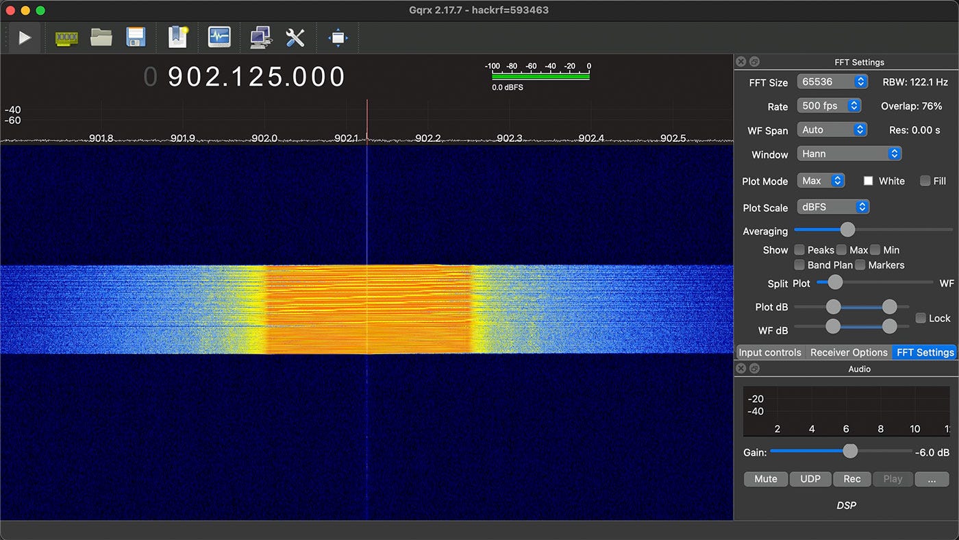 GQRX 902 MHz Long Fast Meshtastic data