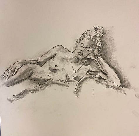 life drawings of a nude female