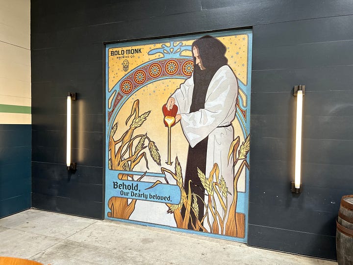 beer, taps, bar, chairs, tables, painting