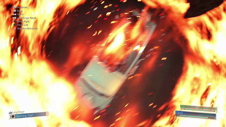 Whispers save AVALANCHE from being crushed by a crumbling tunnel ceiling and an exploding helicopter on the Midgar Expressway.