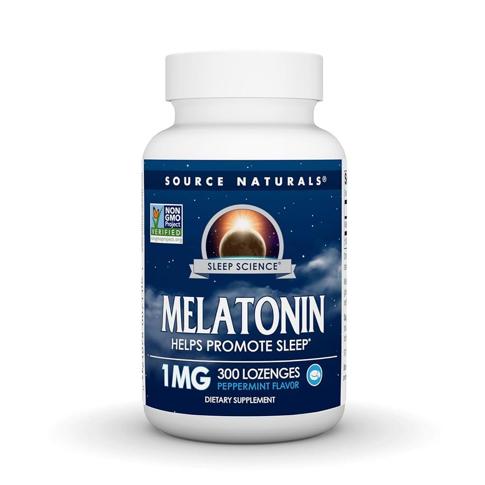 Amazon.com: Source Naturals Melatonin Helps Promote Sleep* 1 mg - 300 Peppermint  Flavored Lozenges : Health & Household