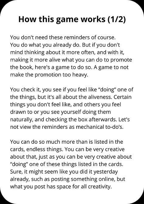 The Unmarketing Game for Books DEMO