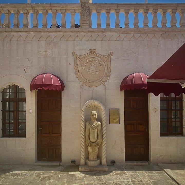 Replica of the Urfa Man found in a deep well underneath the Abraham Hotel