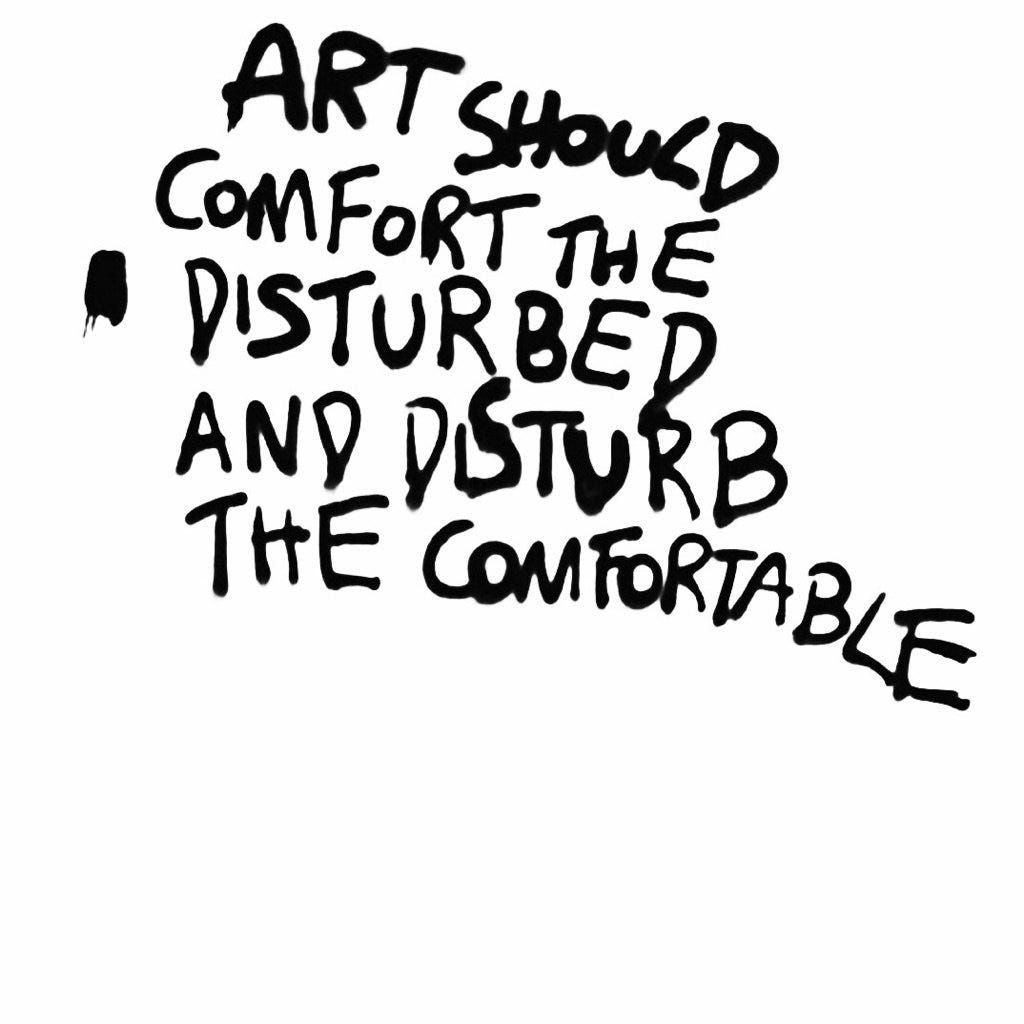 CEGP on Twitter: ""Art should comfort the disturbed and disturb the  comfortable." -Bansky #FreeTheArtists #FreePandaySining4  https://t.co/1rhJad5eSU" / Twitter