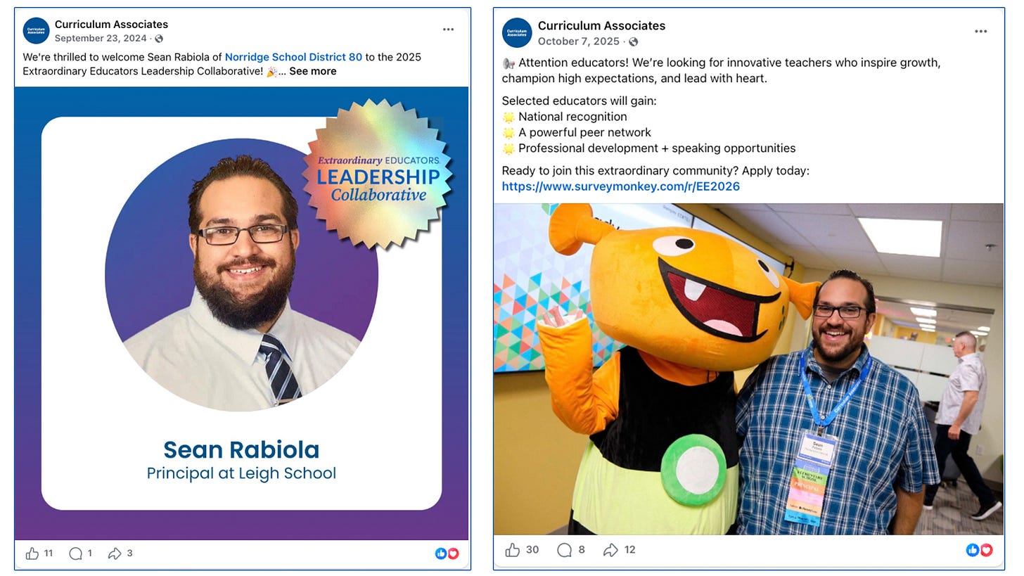 Principal Sean Rabiola in Curriculum Associates Social Media Posts
