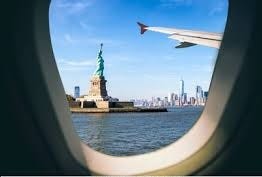 Aerial View Statue Liberty Over ...