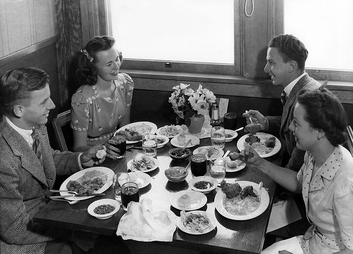 Then and now: Diners enjoy Mrs. Knott's Chicken Dinner Restaurant