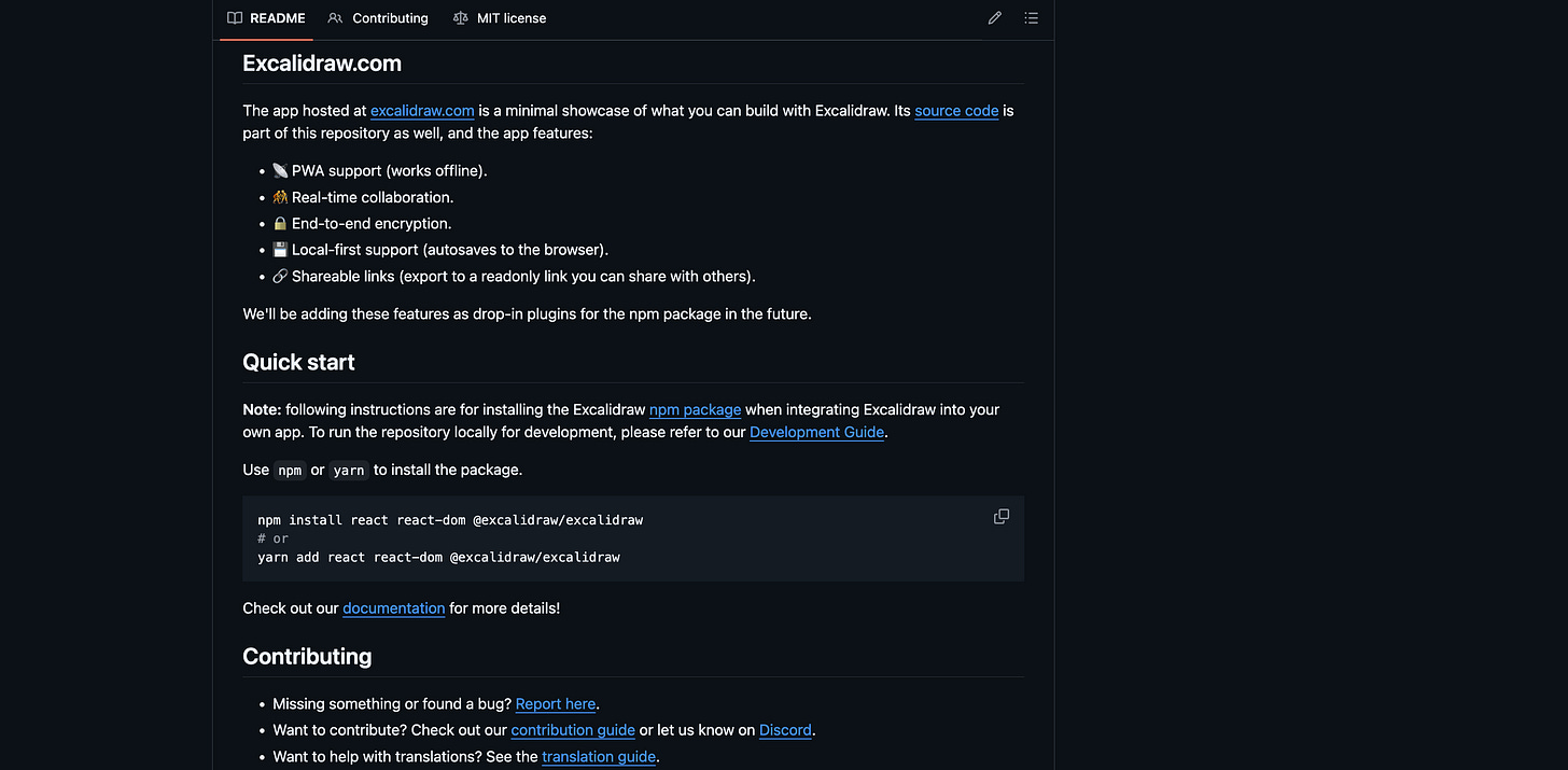 Screenshot of the README.md section on GitHub showing installation instructions and feature lists.