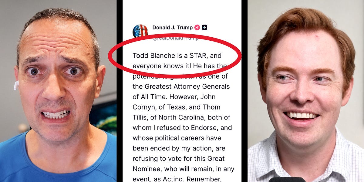John Cornyn and Thom Tillis Defy Trump on Todd Blanche Confirmation