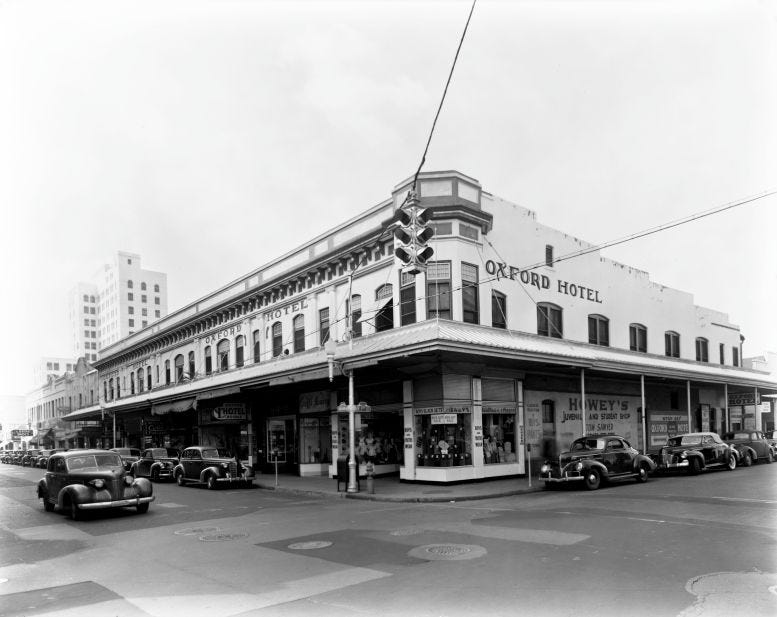 Cover: The Ullendorf Building with the Oxford Hotel on the second story on February 24, 1946. The vantage is looking southwest from the corner of NE Second Street and North Miami Avenue. Courtesy of Florida State Archives. Cover: The Ullendorf Building with the Oxford Hotel on the second story on February 24, 1946. The vantage is looking southwest from the corner of NE Second Street and North Miami Avenue. Courtesy of Florida State Archives.