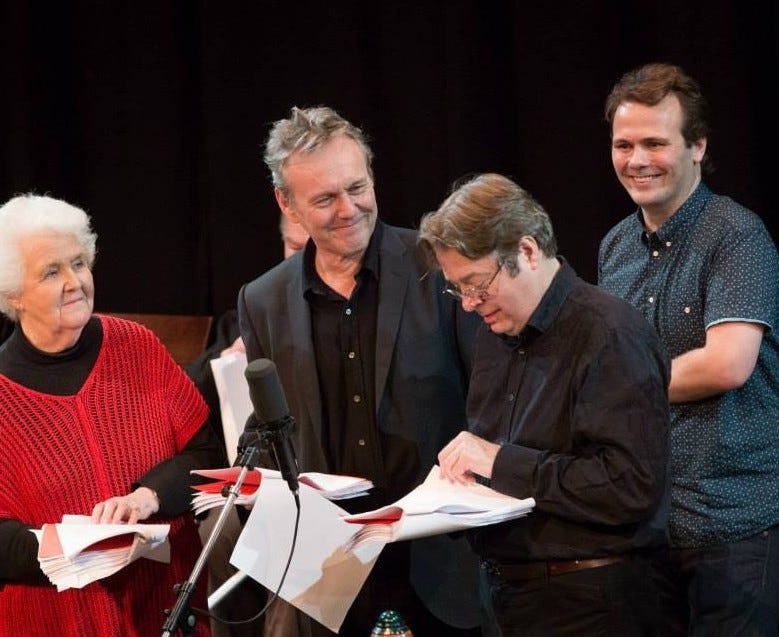 Anthony Head at a Cabin Pressure recording, with a very charactistic expression of affable delight.