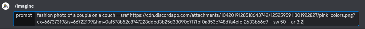 Using the --sw parameter in Midjourney Discord