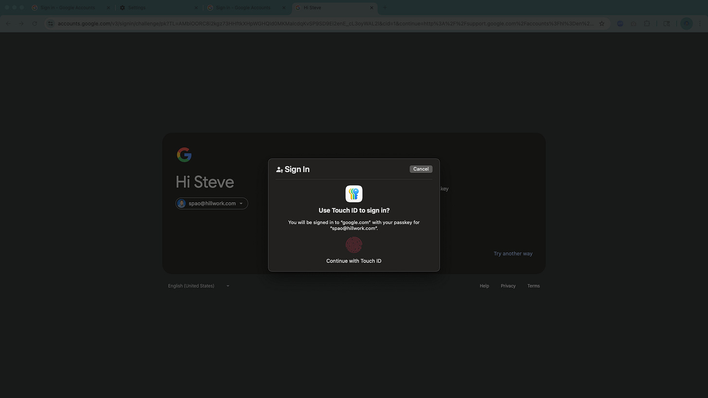 Passkey prompt for TouchID Passkey prompt for TouchID