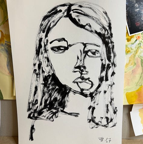 monochrome portraits on paper