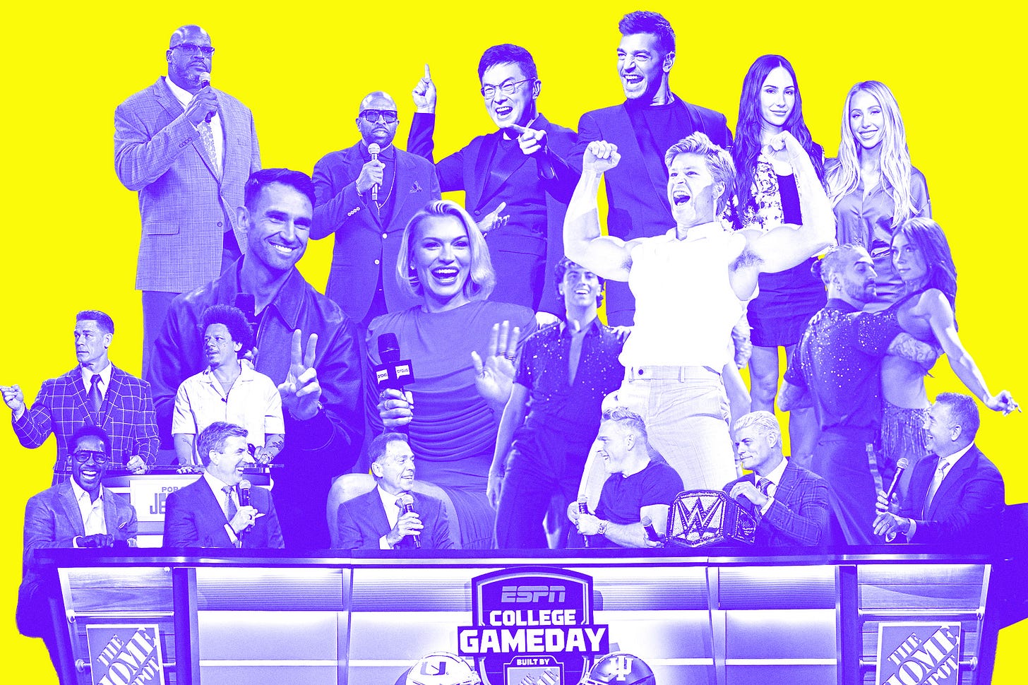 collage of more than a dozen people at the 2026 Upfronts presentations