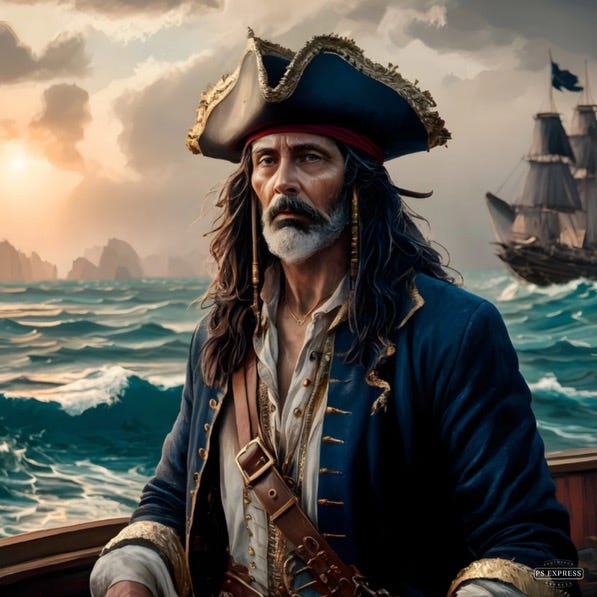 A person in a pirate garment

Description automatically generated