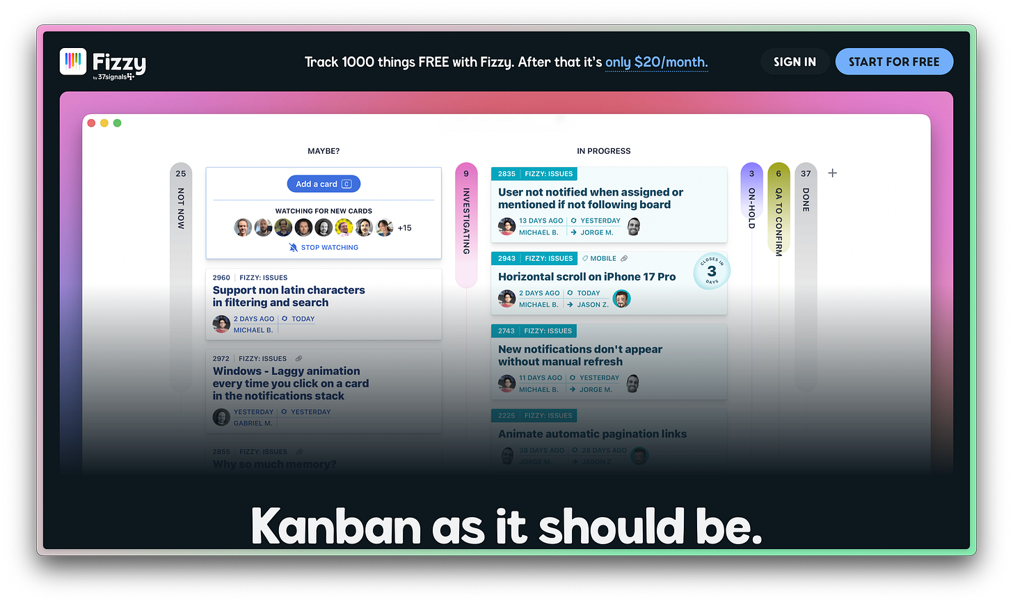 Fizzy product homepage Fizzy product homepage