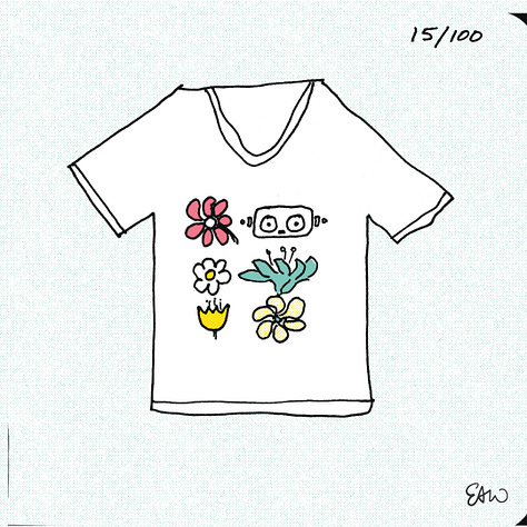 Nine more t-shirt thumbnail sketches.