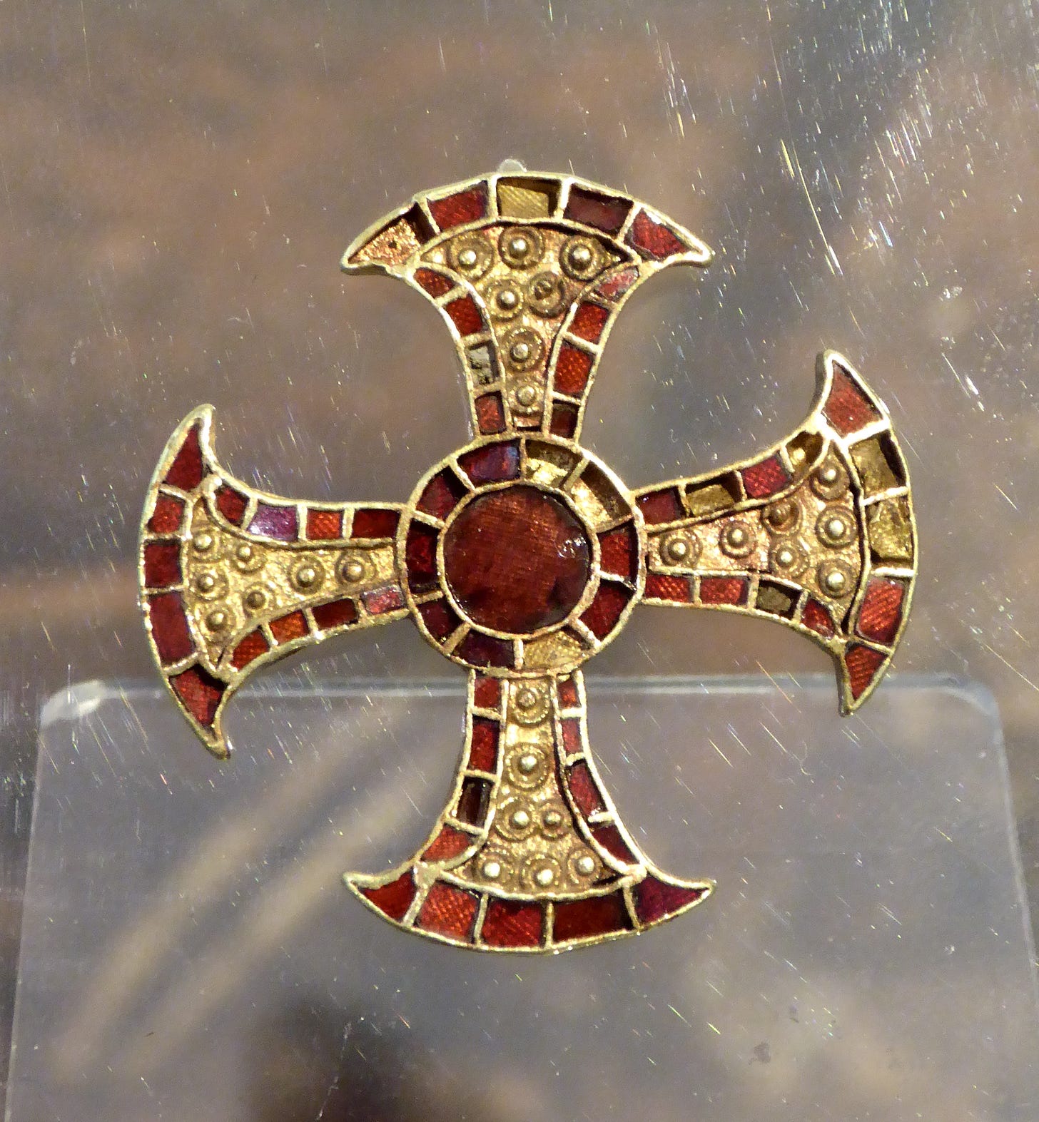 gold and garnet cloissone cross gold and garnet cloissone cross