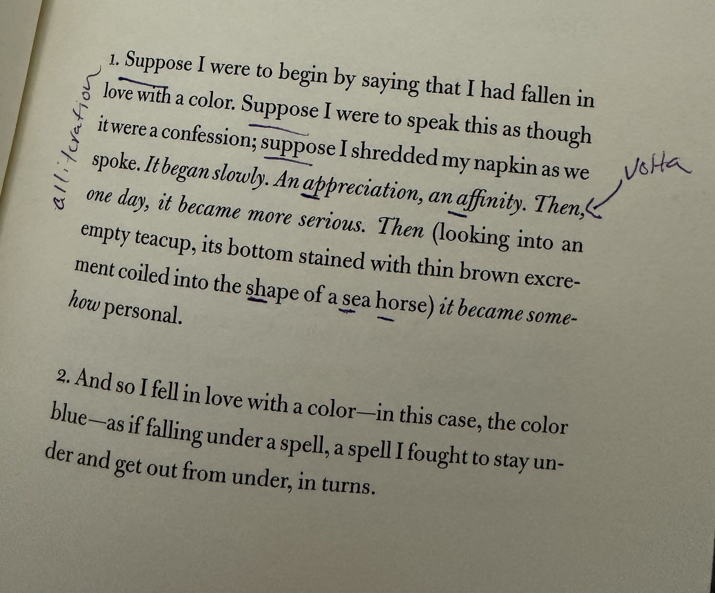 Annotations on verse 1 in black ink