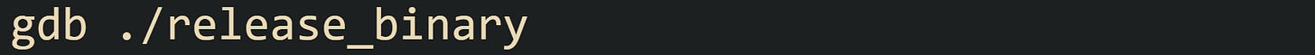 gdb ./release_binary