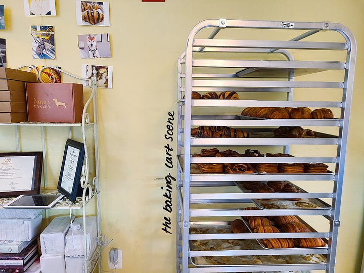 Nino's Bakery dog photos and pastry cart