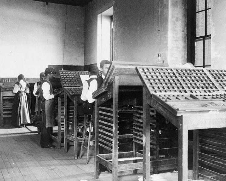 compositors in a print shop Hampton Institute, Hampton VA