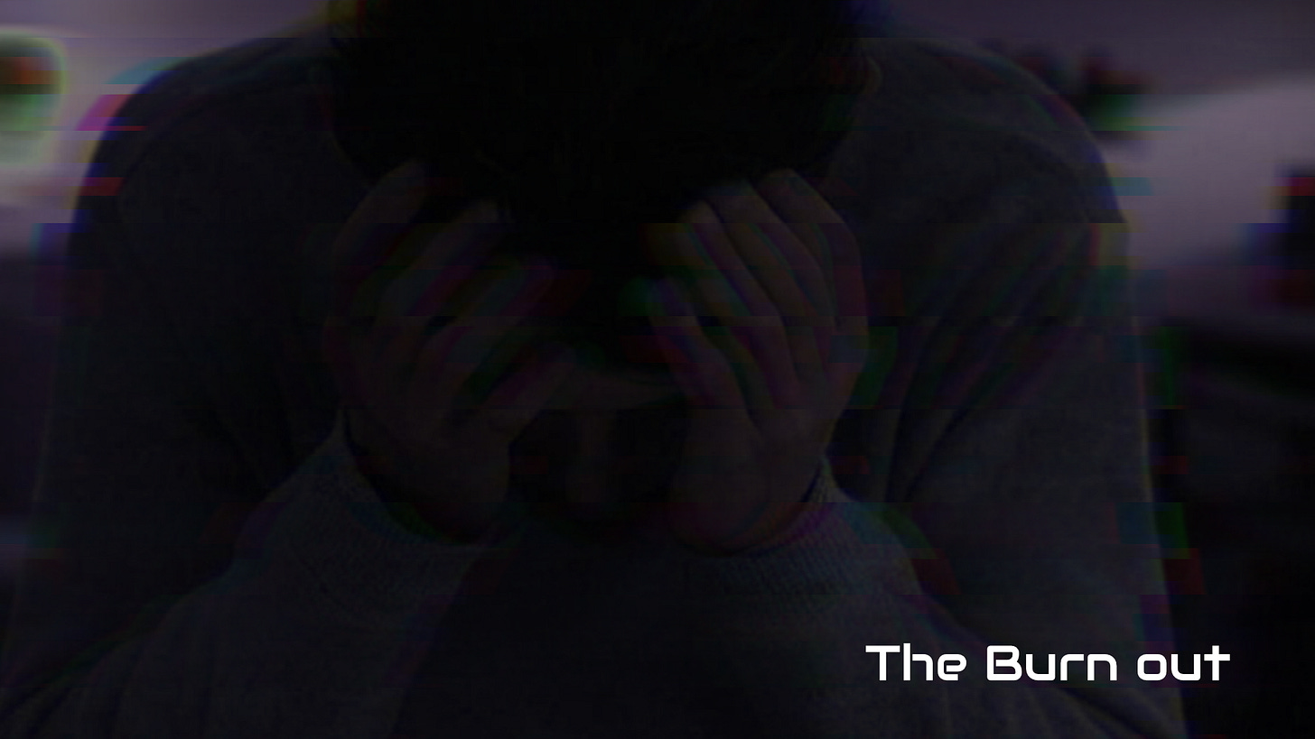 A person holding head of burnout