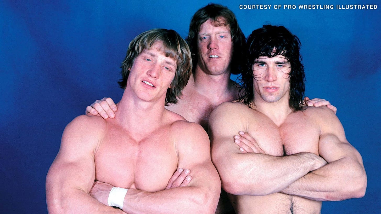 Kevin, David, and Kerry Von Erich. (Photo credit: WWE.com/Pro Wrestling Illustrated.)