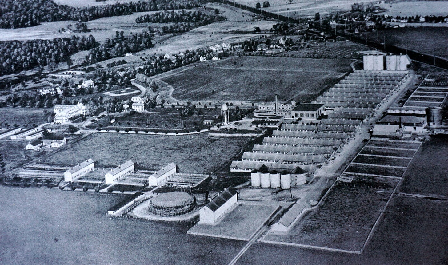 Aerial view of Walker Gordon Laboratories and Dairy in Plainsboro, New Jersey.
