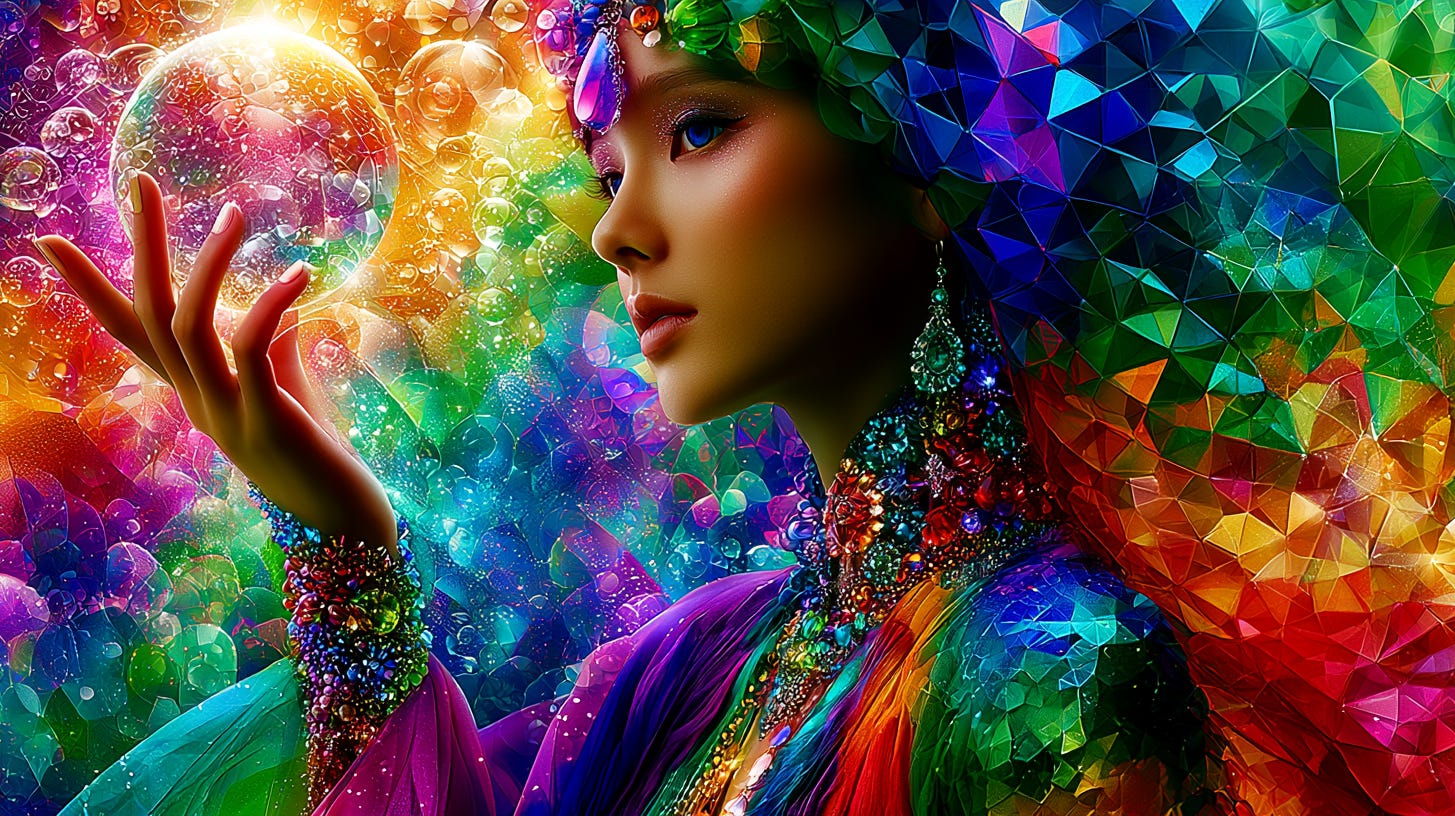 woman with glass ball