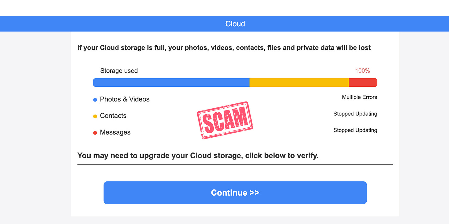 Fake file scan claims taht you ahve exceeded your file storage limit.