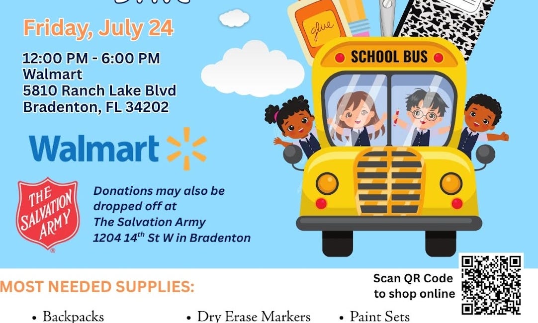 Stuff the Bus School Supply Drive Set for July 24 at Bradenton Walmart