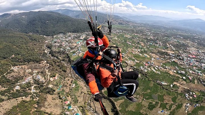 Photos of the author paragliding.