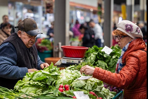 Această galerie se oprește asupra oamenilor din piață: vânzători, legumicultori, femei și bărbați pentru care taraba nu este doar loc de lucru, ci rezultatul unei munci duse luni întregi. Ridurile, privirile, gesturile și răbdarea lor spun o poveste despre efort, continuitate și legătura directă dintre pământ și oraș.