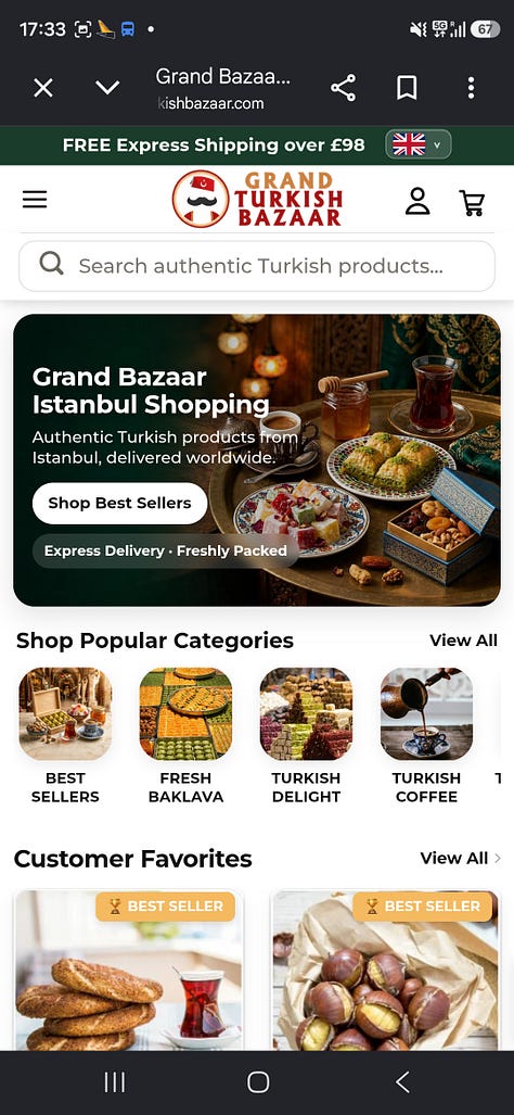 Grand Bazaar Istanbul online ad & a tourist visiting the bazaar (but he didn't wanted to he wanted to order online)