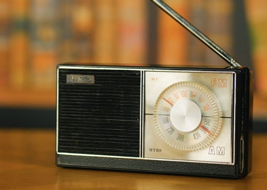 radio on a table