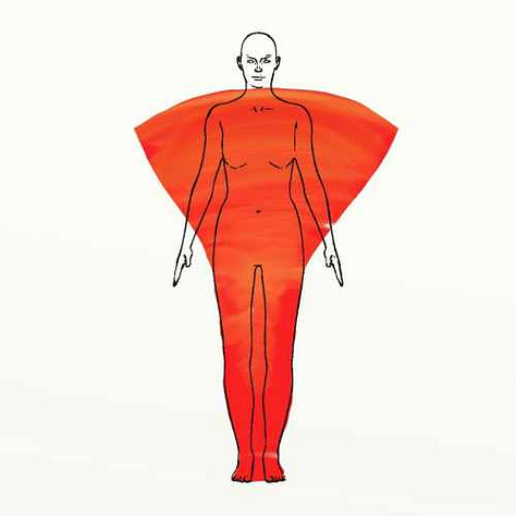 Nine different drawings of mapped experiences of sadness
