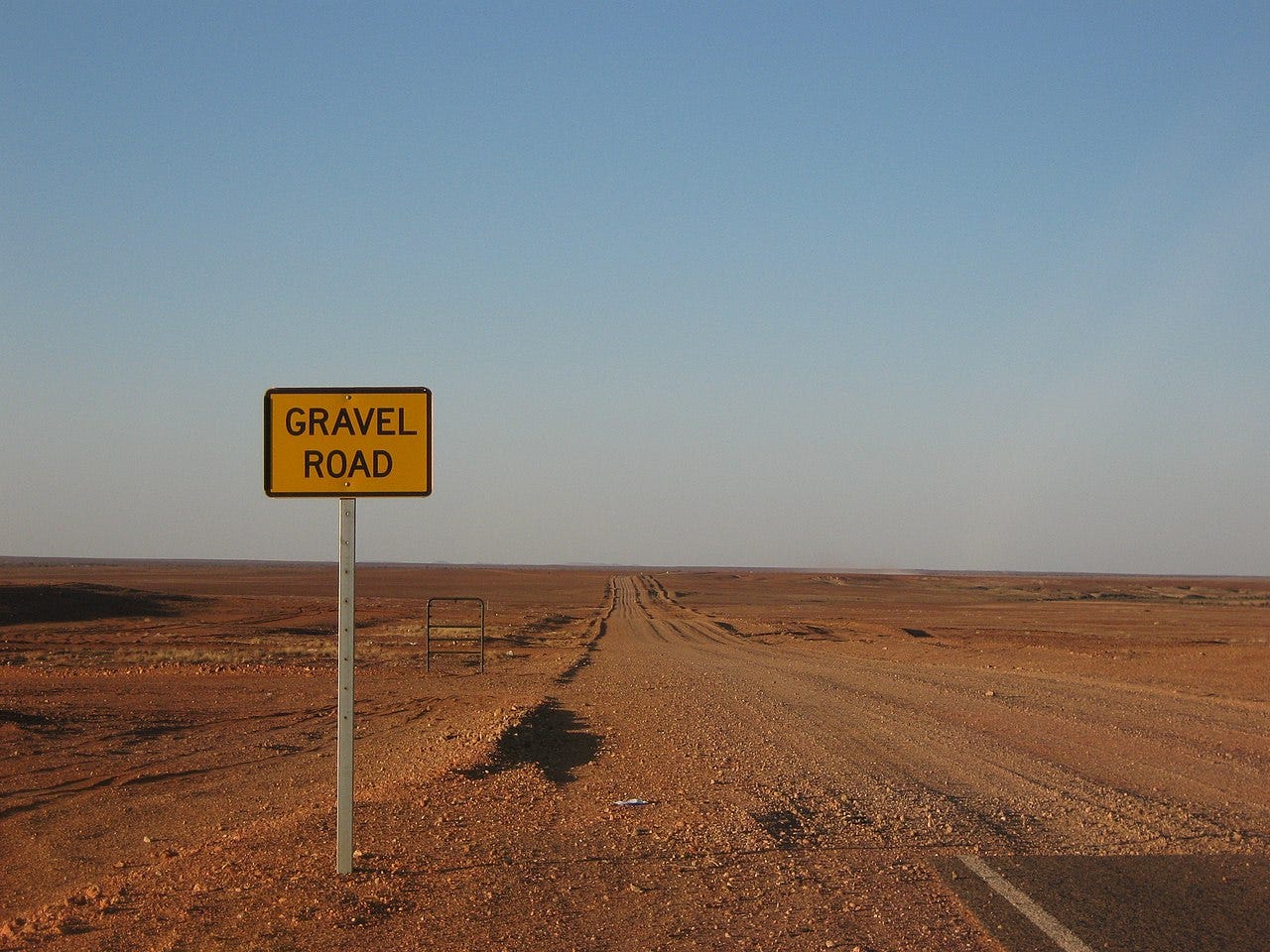 Gravel road south of Coober Pedy - wikipedia Gravel road south of Coober Pedy - wikipedia