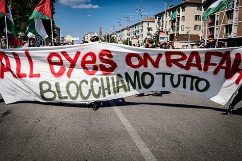 Demonstrating against the Gaza war at Italy's biggest book fair.