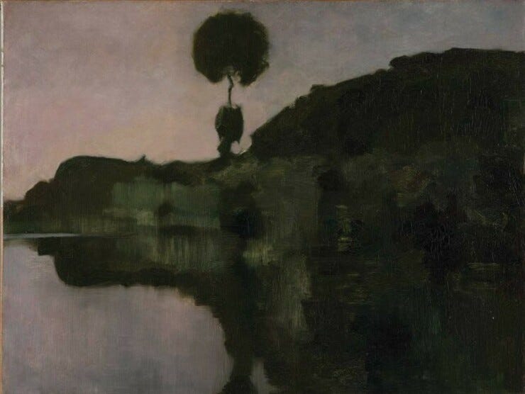 'Avond aan het Gein' ca. 1906 - olieverf op doek: Piet Mondriaan (herkomst: coll. Kunstmuseum Den Haag) 'Avond aan het Gein' ca. 1906 - olieverf op doek: Piet Mondriaan (herkomst: coll. Kunstmuseum Den Haag)